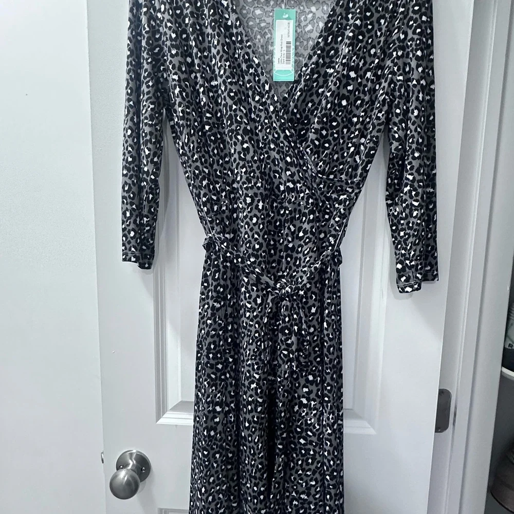 NWT Leota Black White and Grey Animal Print Dress from Stitch Fix - Picture 6 of 9